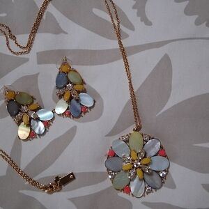 Elegant Kate Spade Multicolor Floral Necklace and Earring Set